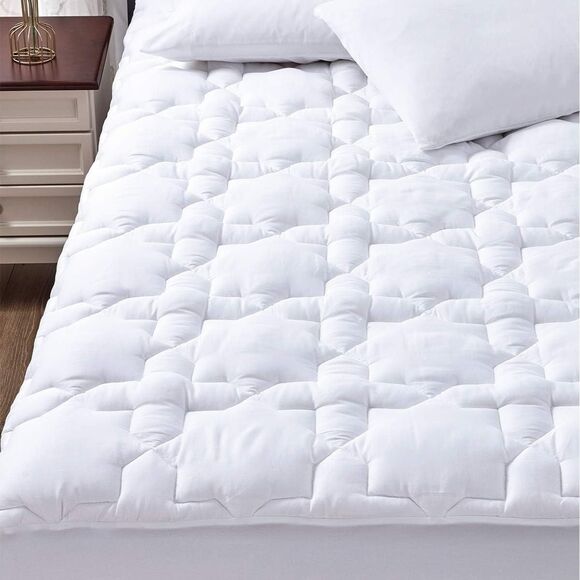 Cozylux TwinXL Cotton Mattress Pad Deep Pocket Quilted Mattress Cover Extra Long - Picture 1 of 5